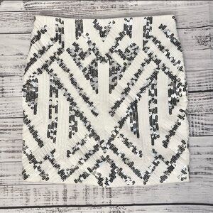 Express Black and White Sequin Mini Skirt